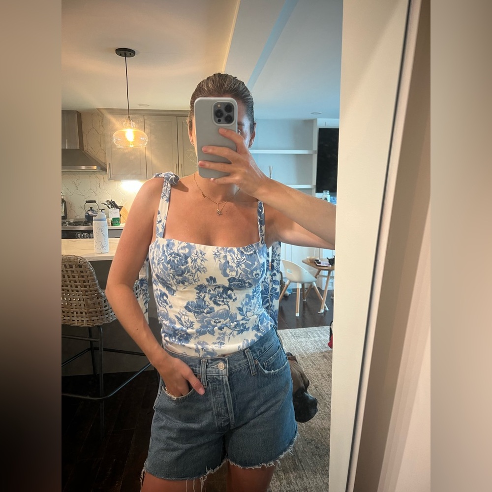Reformation Blue Floral Tank Top